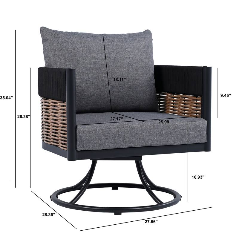 SAFAVIEH Outdoor Living Harrison Swivel Chair - 28"W x 28"D x 26"H