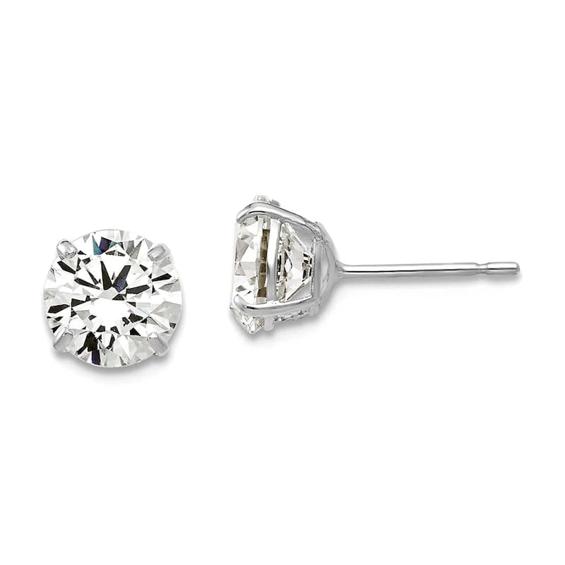 Curata 14k White Gold 3-10mm Brilliant Round Cubic Zirconia Stud Earrings