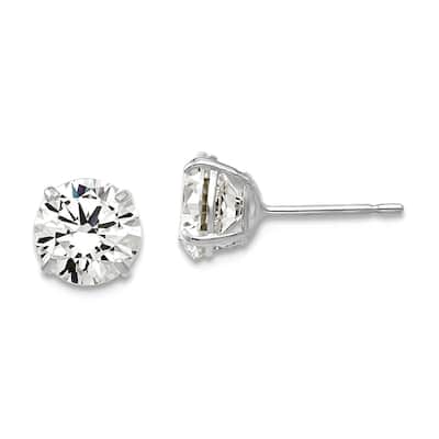 Curata 14k White Gold 3-10mm Brilliant Round Cubic Zirconia Stud Earrings