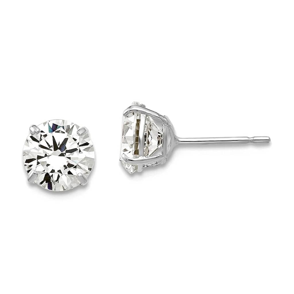 Curata 14k White Gold 3-10mm Brilliant Round Cubic Zirconia Stud Earrings