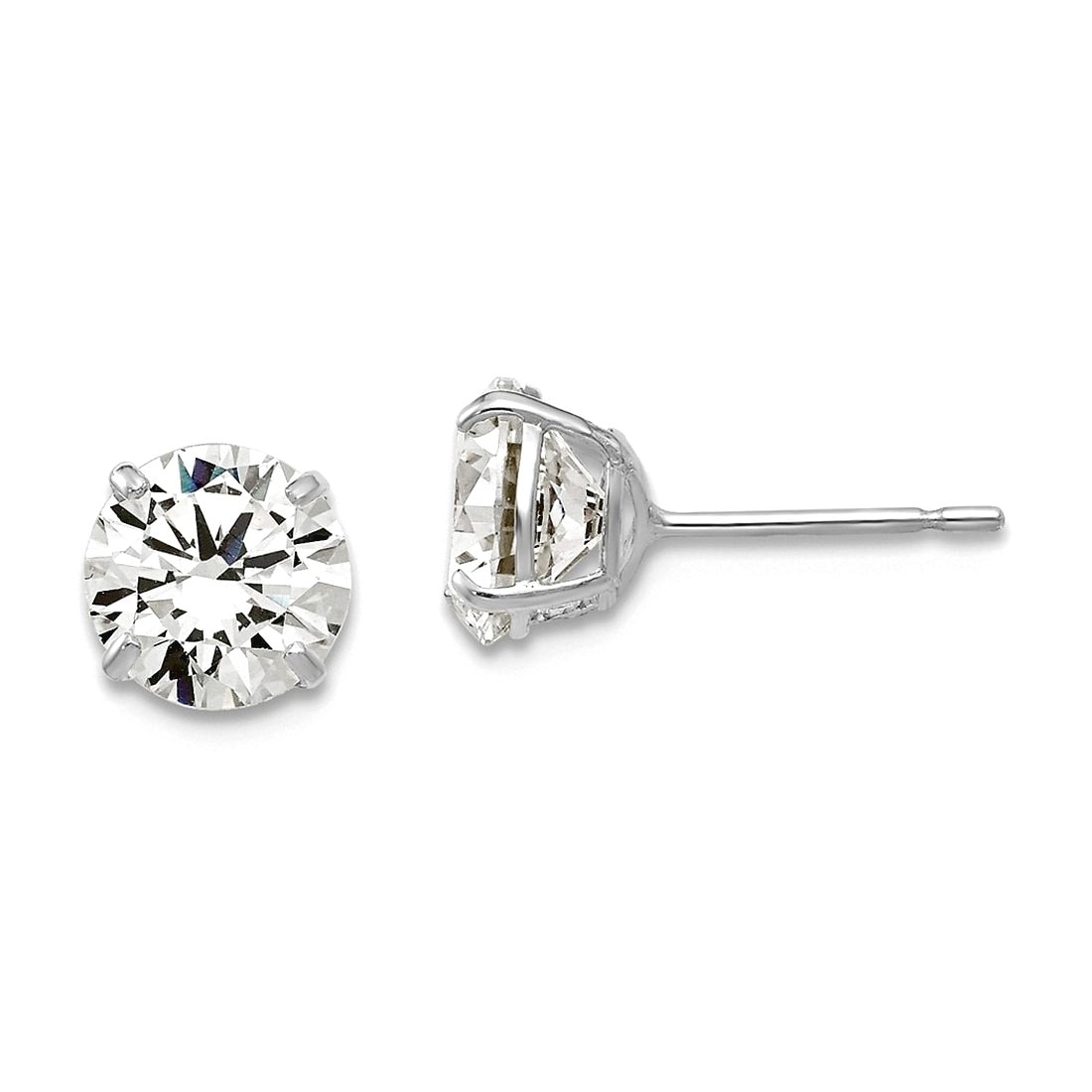 Curata 14k White Gold 3-10mm Brilliant Round Cubic Zirconia Stud Earrings