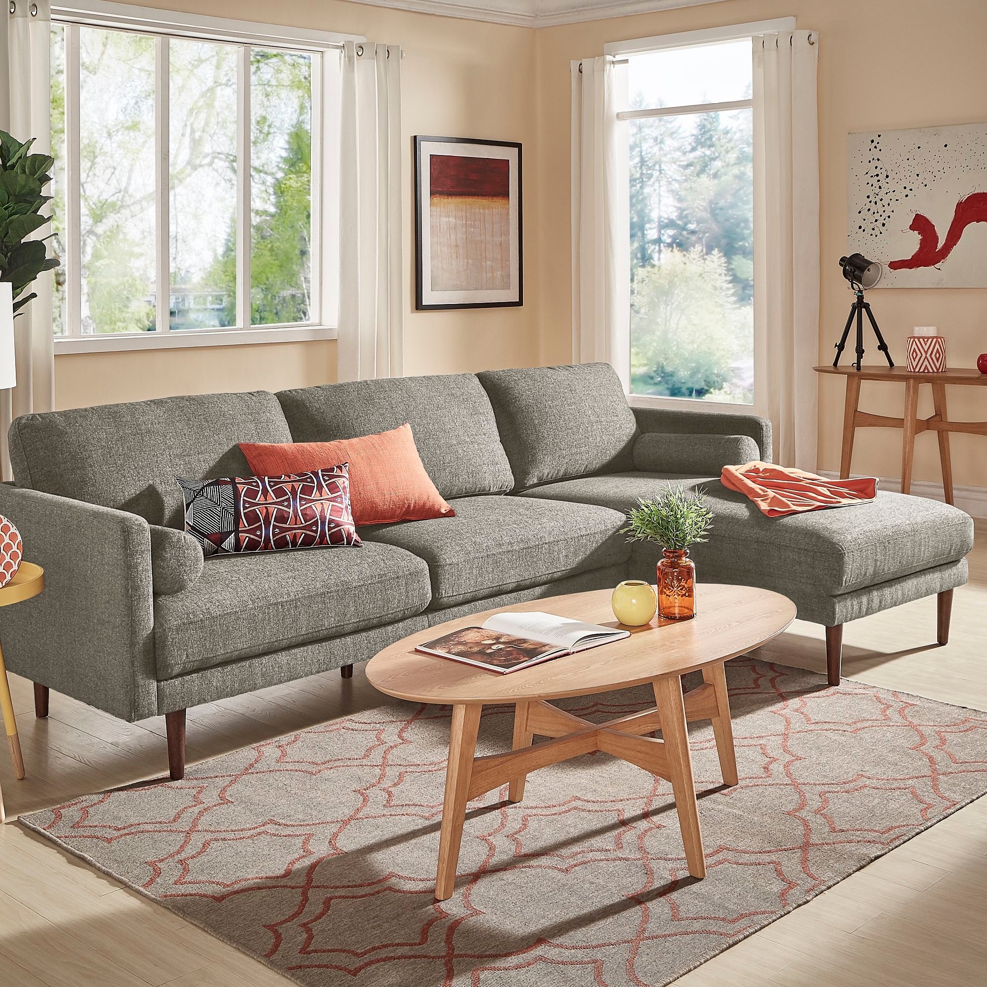 Oana Mid Century Sectional Sofa with Chaise Lounge by iNSPIRE Q
