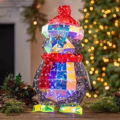 Festive 15.75 Inch Lighted Holographic Holiday Penguin