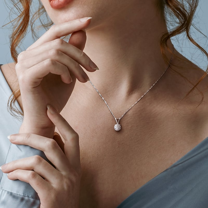 Miadora 1ct TDW Lab-Grown Diamond Solitaire Pendant with Chain in 14k White Gold - 17 in
