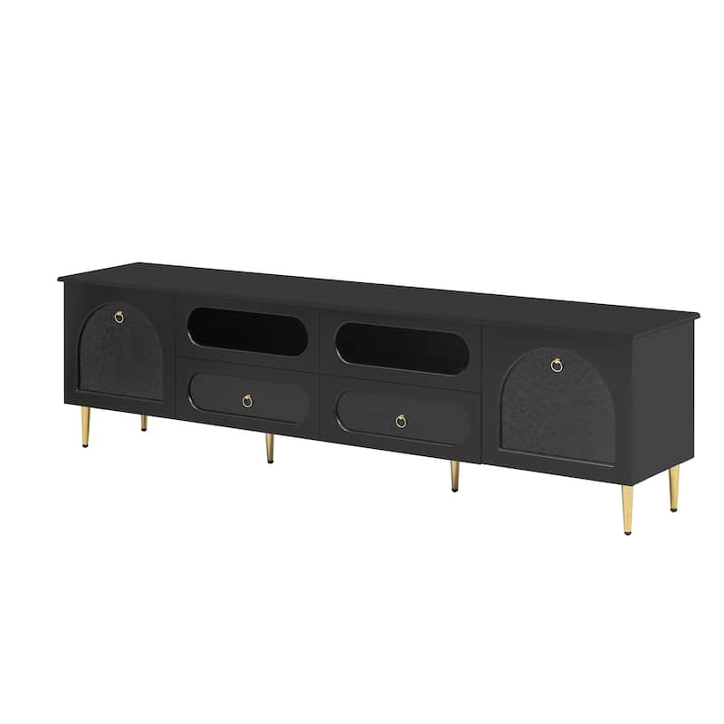 78.8" Exquisite TV Cabinet Wood TV Stand with Metal Legs, Media Console Cabinet with 2 Cabinets, 4 Drawers for Up to 85''
