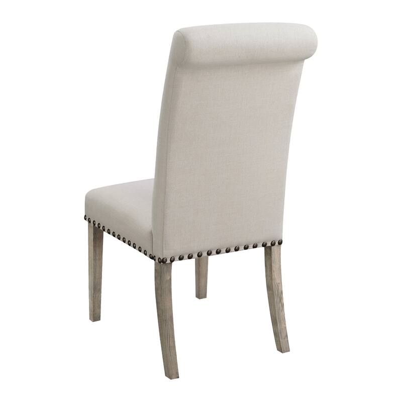 Allan Beige and Pine Upholstered Parsons Dining Chairs (Set of 4)