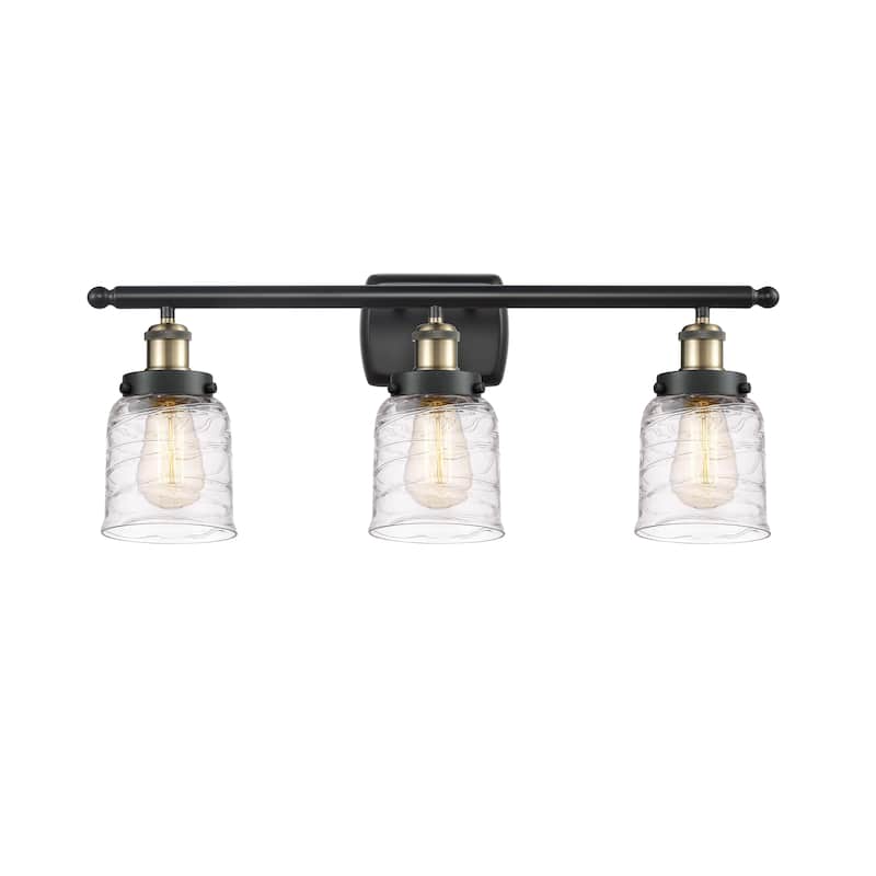 Innovations Lighting Ballston Urban Bell - 3 Light 26" Bath Vanity Light - Deco Swirl/Black Antique Brass