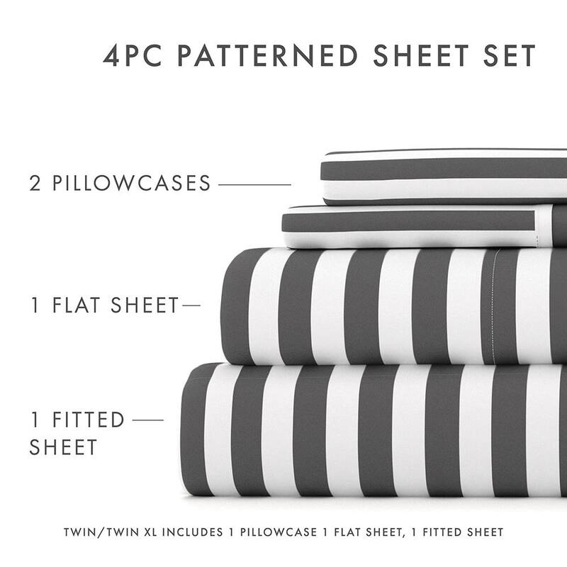 Becky Cameron 4-piece Deep Pocket Ribbon Pattern Bed Sheet Set