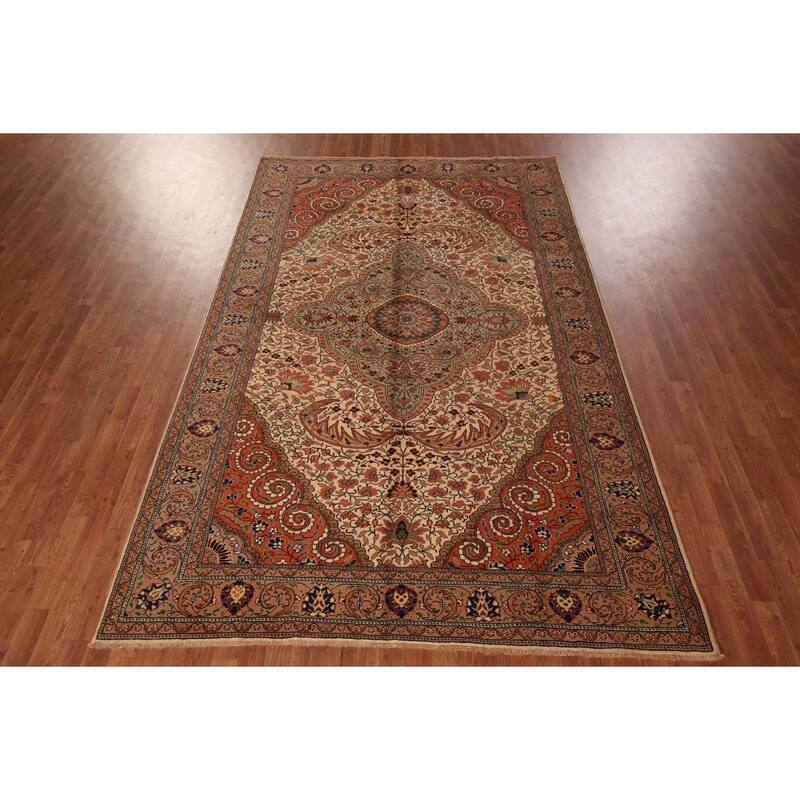Vegetable Dye Anatolian Turkish Vintage Rug Hand-Knotted Wool Carpet - 6'8" X 10'5"
