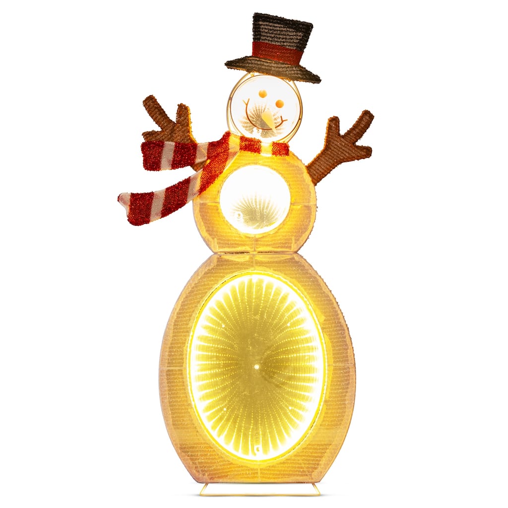 Lighted 2.6 ft Multicolor Snowman with 105 LED Lights for Indoor and Outdoor Christmas Display - 1.5 x 1 x 2.6 ft