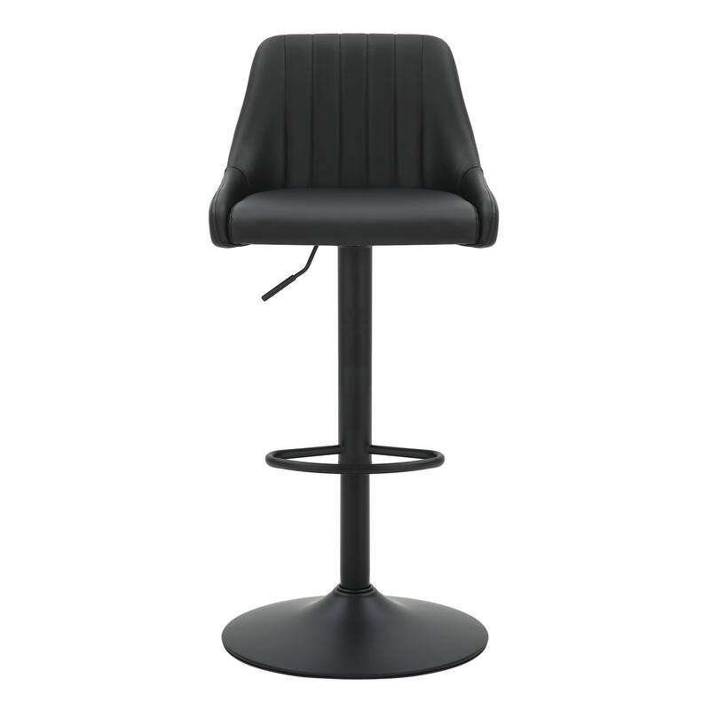 Modern Faux Leather and Metal Adjustable Air-Lift Stool with Swivel, Set of 4 - White and Black