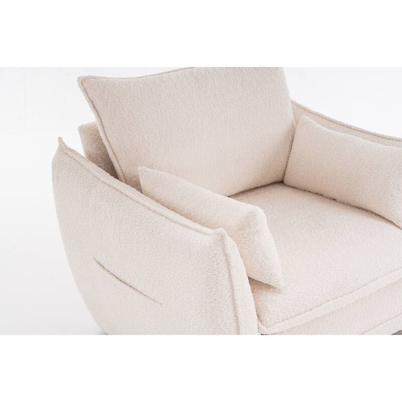 Chenille Sharp-Angle Accent Chairs with Steel Frame and Tool-Free Assembly