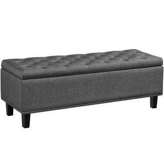 Yaheetech Ottoman with Storage 50-inch Entryway Bench, Dark Gray - 49"x17.3"x17.7"