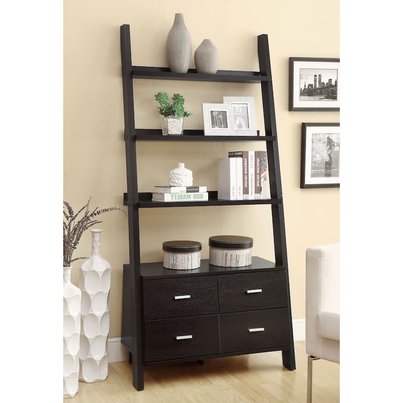 Colella 72-inch 3-shelf Storage Ladder Bookshelf Cappuccino - 33.50" x 16.50" x 72.00"