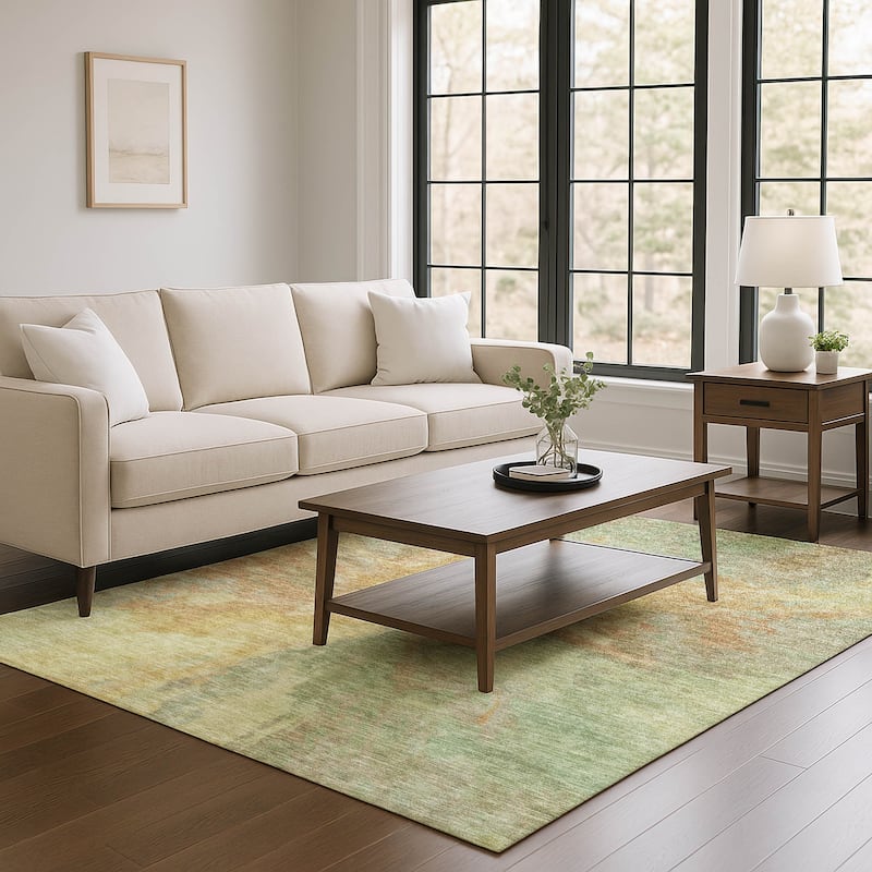 Premium Washable Super Soft Abstract Burst Mayfield Rug - Aloe - 10' x 14'
