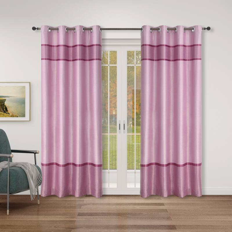 Glow's Avenue Striped Curtain Panel Polyester - Set of 2 - Light Pink - 80" W x 84" H