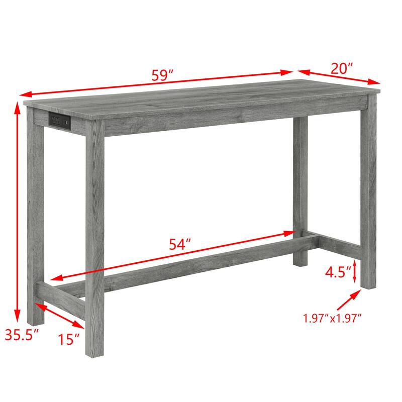 Bar Table, Dining Table, Sofa Table with Power Outlet, 3 Upholstered Stools, 4 Piece Bar Table and Chair Set