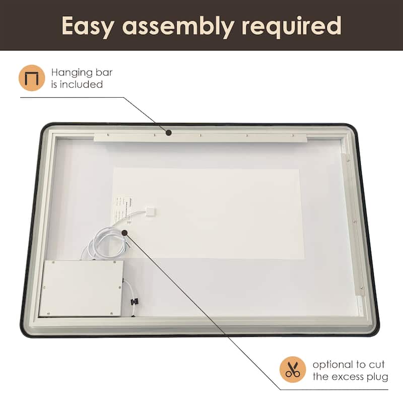 Altair Viaggi Rectangle Framed LED Lighted Wall Mirror