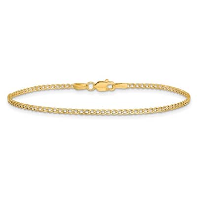 Curata 14k 1.85mm Semi solid Curb Link Chain Bracelet