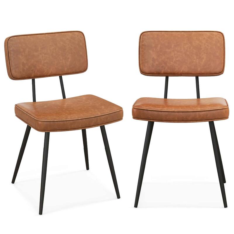 Costway Dining Chairs Set of 2 with PU Leather Cover Filled Sponge - See Details - Brown
