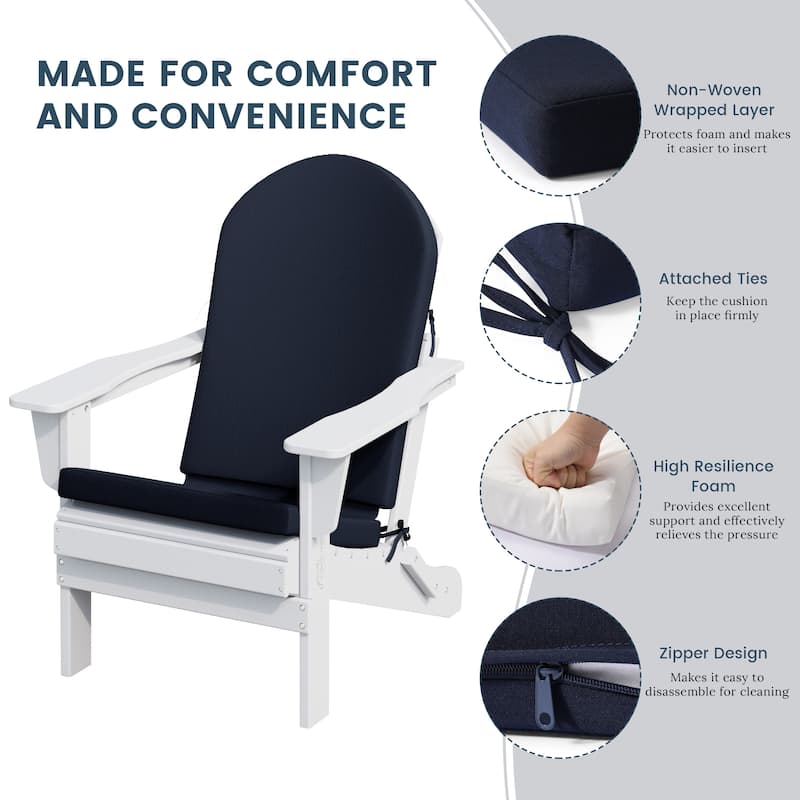 Laguna All Weather Poly Outdoor Adirondack Chair Seat And Back Cushion (Cushions Only)