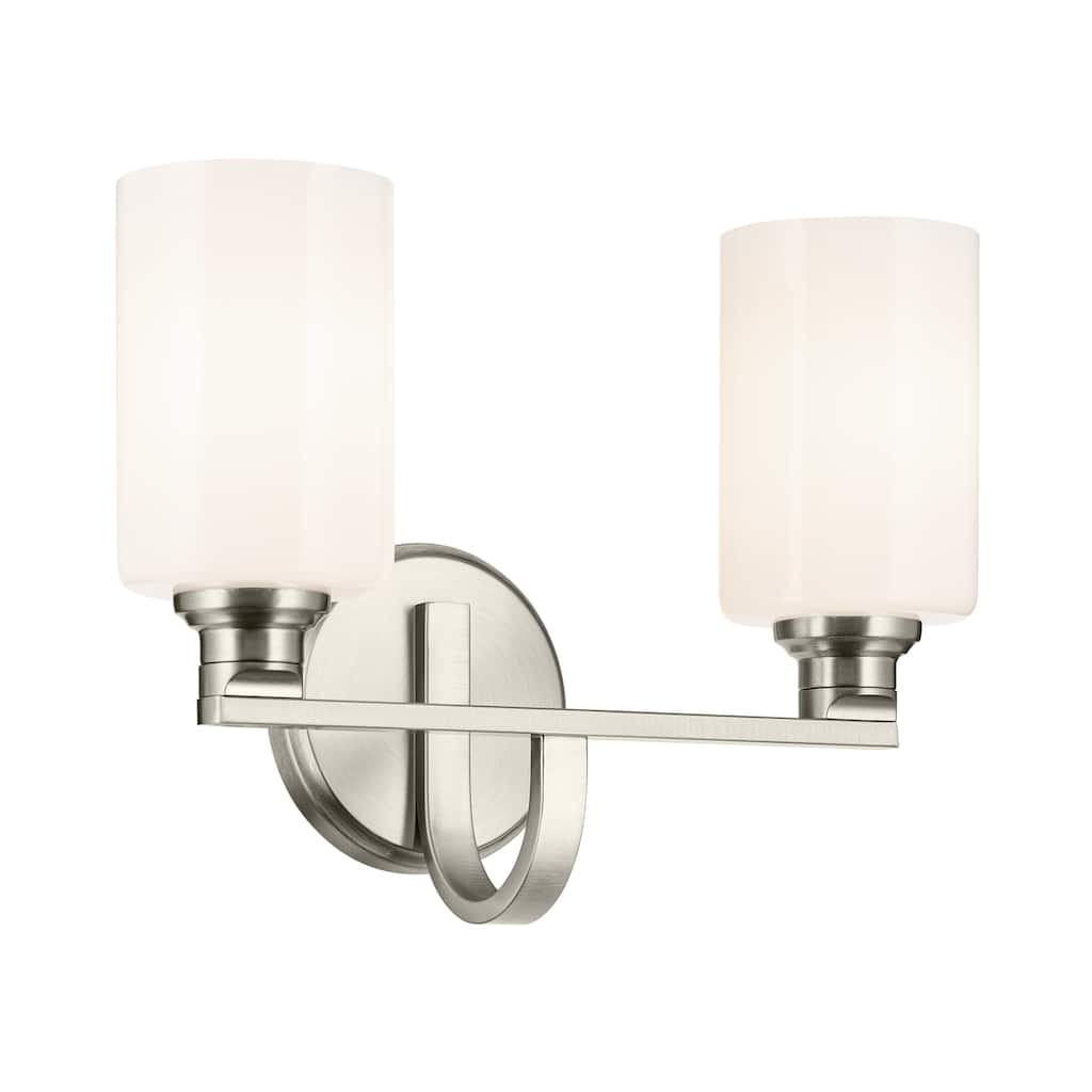 Kichler Lighting Gioe 14.25" 2-Light Vanity Light with Opal Glass in Brushed Nickel