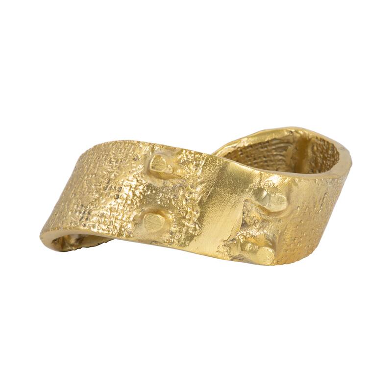 Twisted Hammered Ring Table Sculpture and Statues for Home Decor, Gold