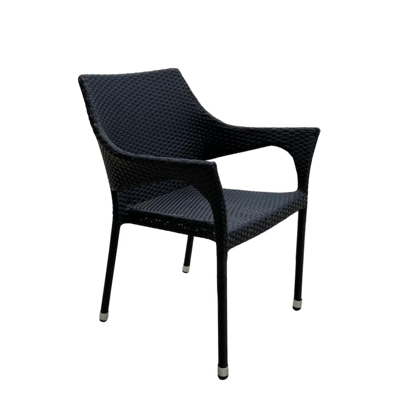 Lorenzo Outdoor Wicker Stacking Armchairs (Set of 4) - Black