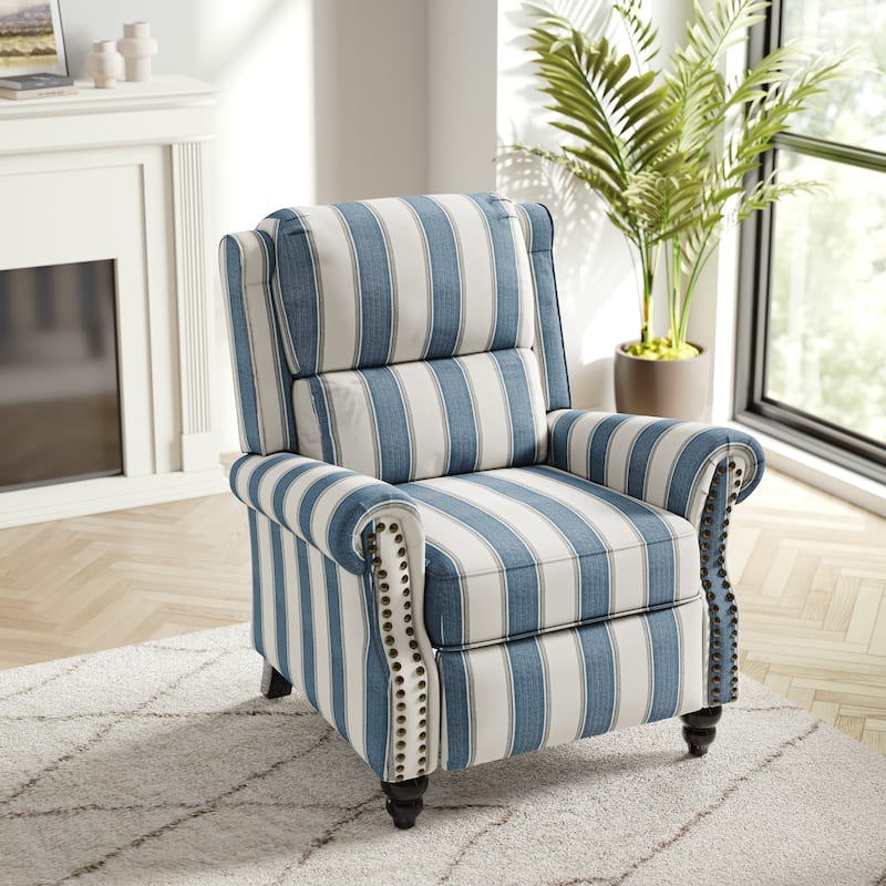 Nail-head Padded Seat Pushback Recliner Chair