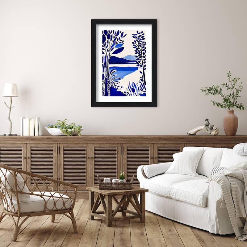 Serene in Blue by Tradelink inhouse artist Wood Framed Wall Art Print - Abbey Black