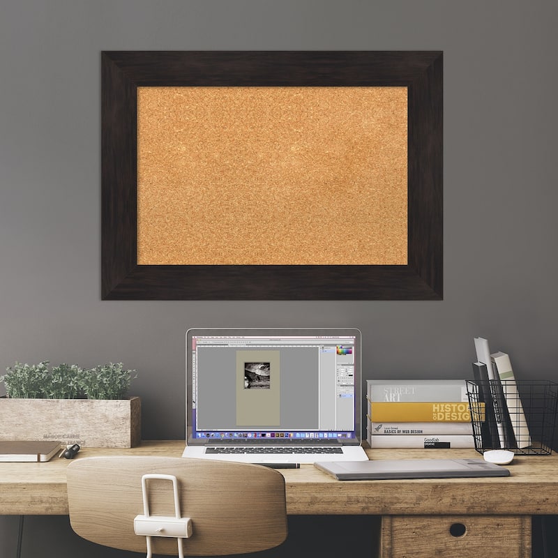 Furniture Espresso Framed Cork Bulletin Memo Board