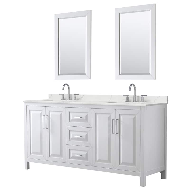 Wyndham Collection WCV252572D-QTZ-US3M24 Daria 72" Free Standing - White / Giotto Quartz Top / Polished Chrome