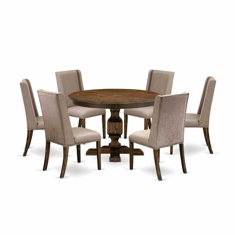 HomeStock 3-Piece Distressed Jacobean Finish Solid Wood Top Dining Table with 2 Chairs