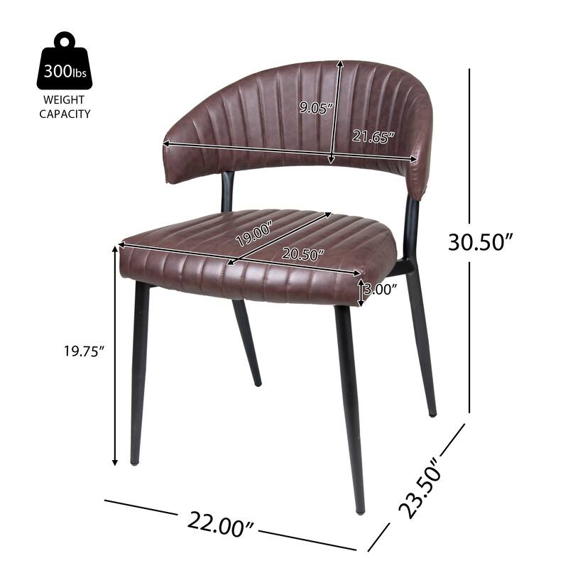 Modern Faux Leather Upholstered Dining Chairs with Curved Back, Wide Seat and Tapered Legs, for Dining Room, 2-Piece Set