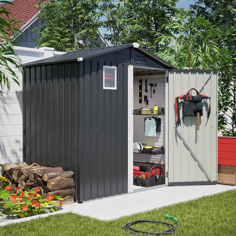 GDFStudio - Lucas All-Weather 6x4 ft Outdoor Storage Shed with Robust Construction and Easy Assembly