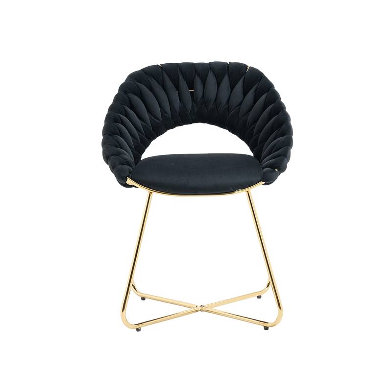 Black Velvet Accent Chairs Side Chair Vanity Desk Chair ( Set of 2 )
