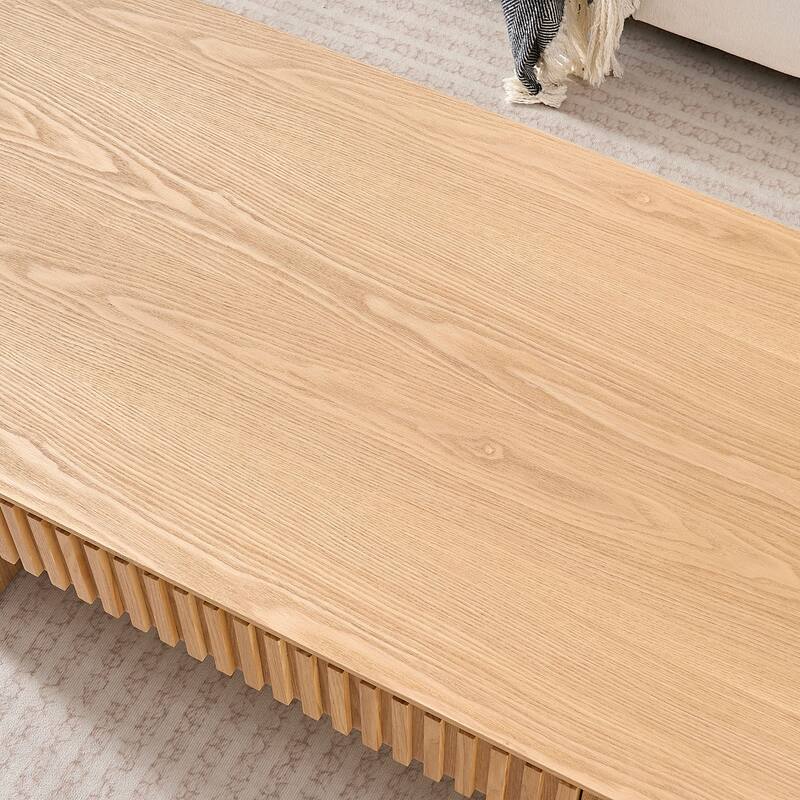 Medieval Modern Coffee Table Oval Coffee Table with Drawers and Hand-Carved Relief, for Living Room‌