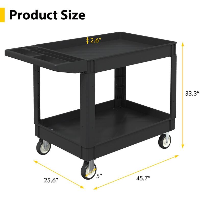 Heavy Duty Plastic Utility Cart 2 Tier Locking Rolling Cart Bed Bath