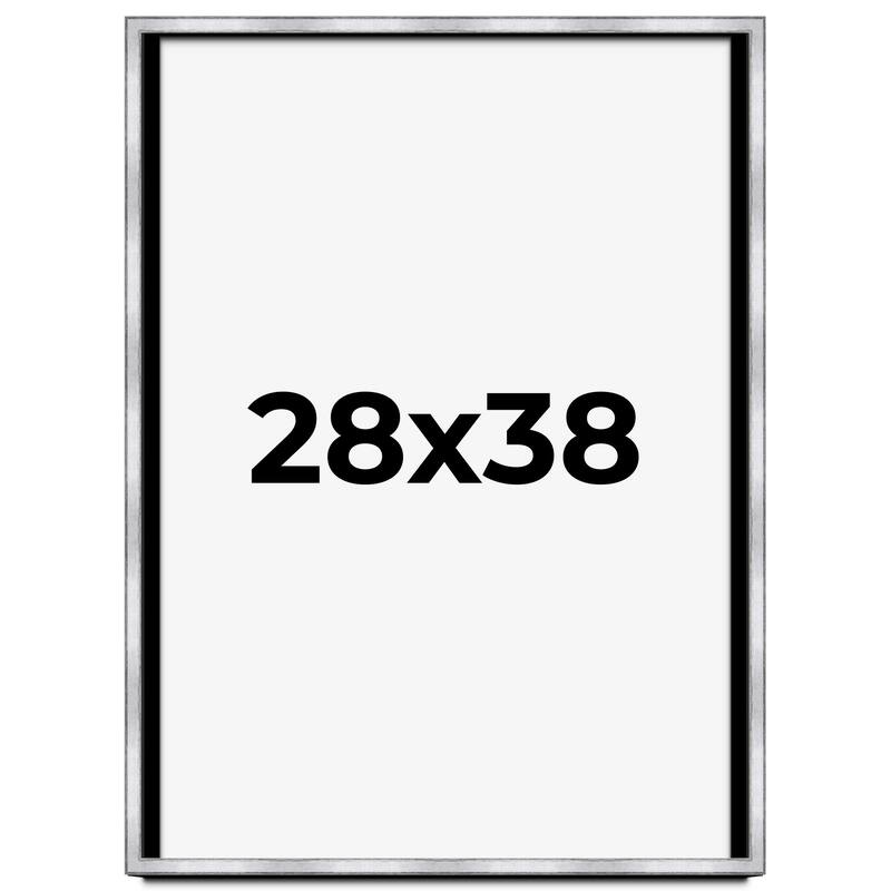28x38 Shadow Box Frame Silver | 1.375 Inches Deep Real Wood
