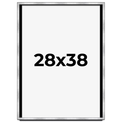 28x38 Shadow Box Frame Silver | 1.375 Inches Deep Real Wood