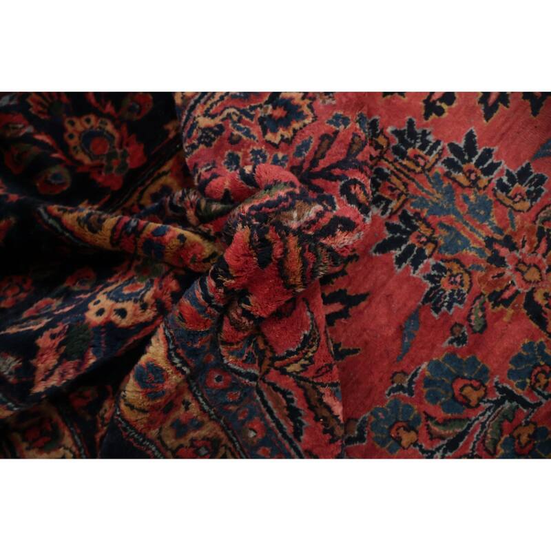 Hand Knotted Oriental 100% Wool Carpet Traditional Floral Pink Sarouk Area Rug - 17' 10'' X 10' 6''