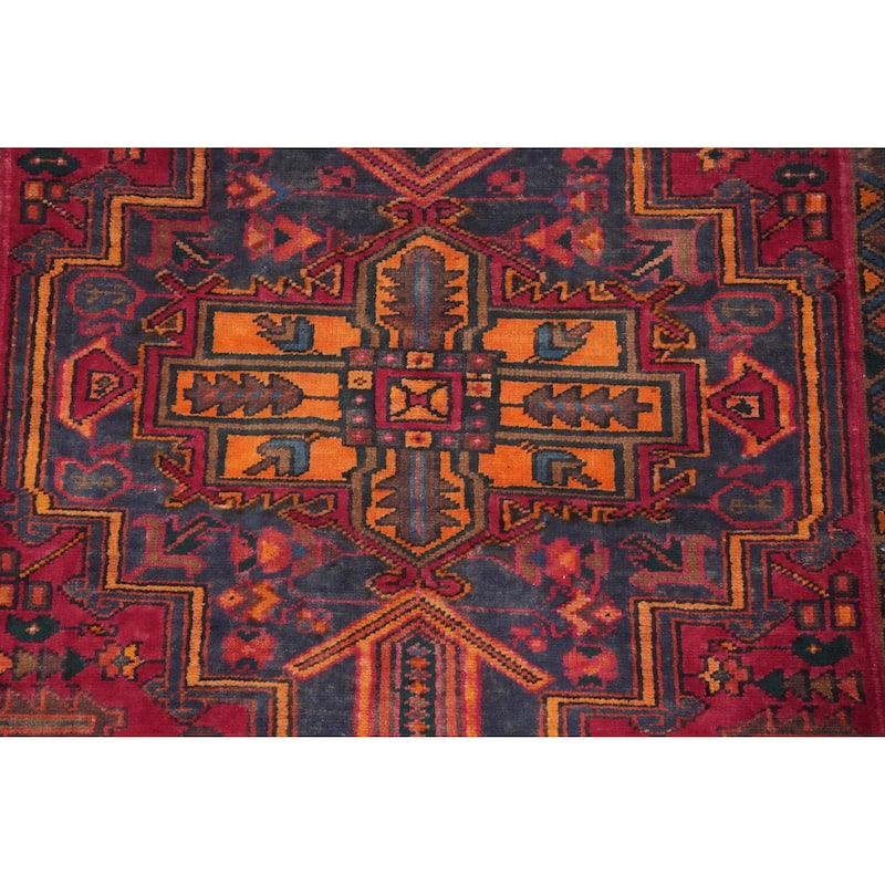 Hand Knotted Oriental 100% Wool Carpet Traditional Medallion Pink Heriz Area Rug - 7' 6'' X 3' 6''