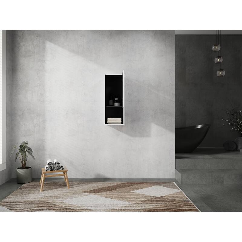 12" Bathroom Side Cabinet,Soft Close Doors,Float Mounting Design