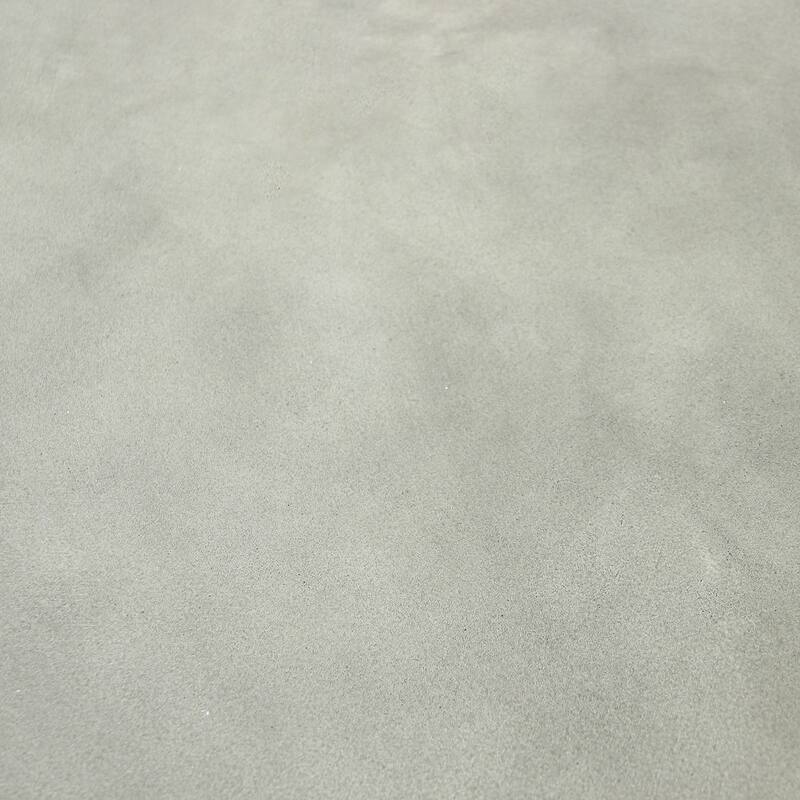 Cid Zeta 47 Inch Dining Table, Round Gray Concrete Top, Ribbed Brown Base