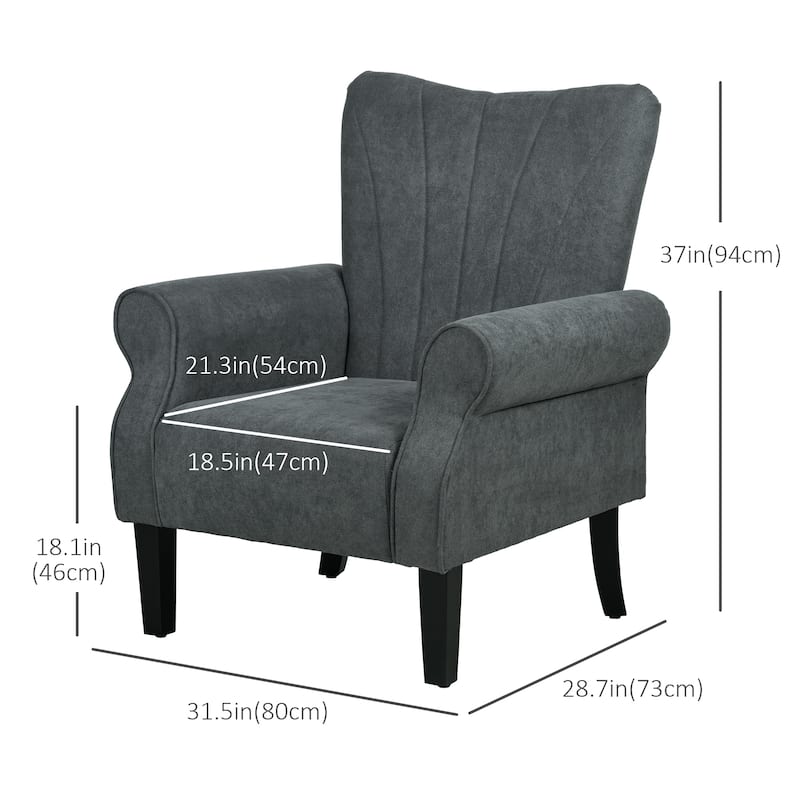 Fabric Accent Chair, Armchair with Wood Legs
