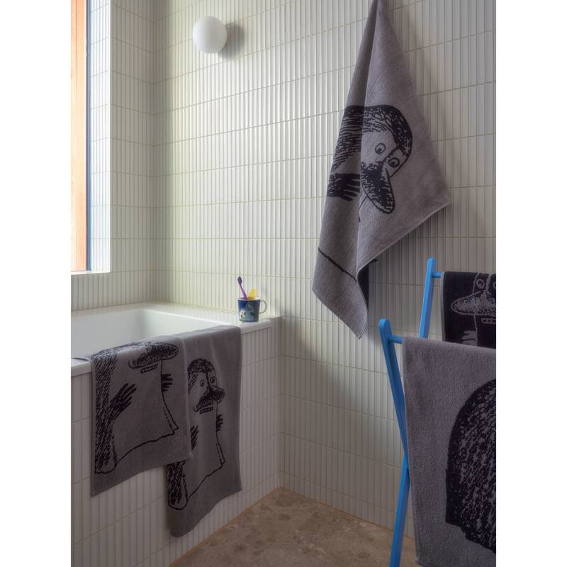 Moomin by Arabia Hand Towel 12x19.7in The Groke Grey - 12 x 19.7"
