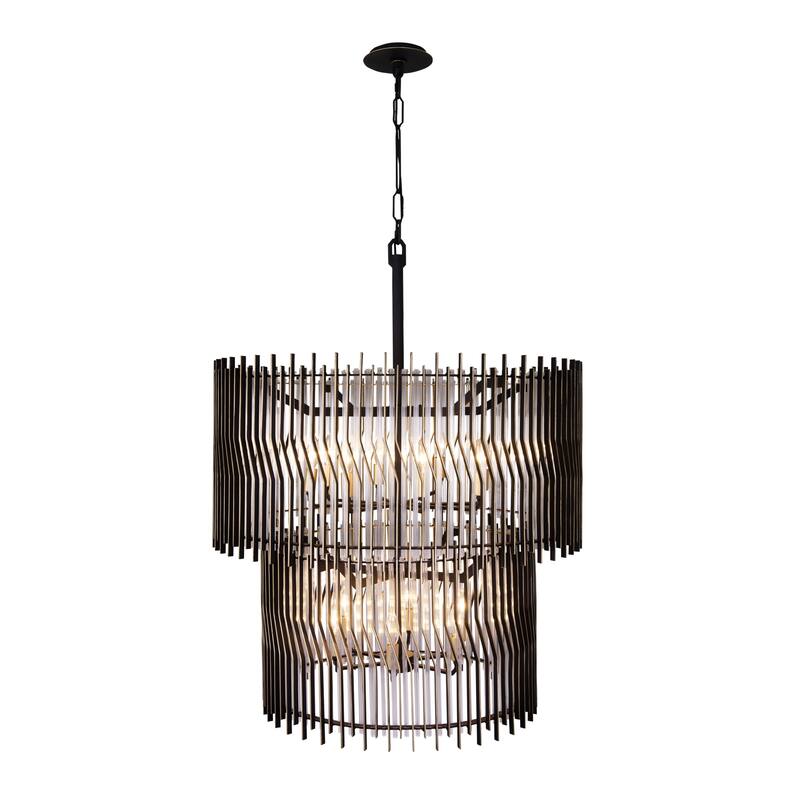 Varaluz Park Row 2-Tier Chandelier - Matte Black/French Gold
