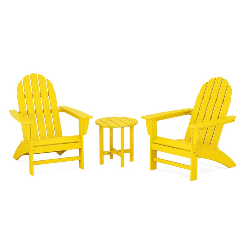 POLYWOOD Vineyard 3-piece Outdoor Adirondack Chair and Table Set - Lemon