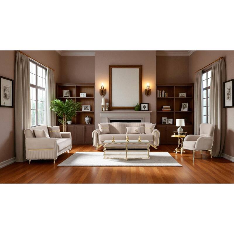 Naturaev 3 Pieces Living Room Sets 1 Sofa 1 Love seat 1 Chair - Beige