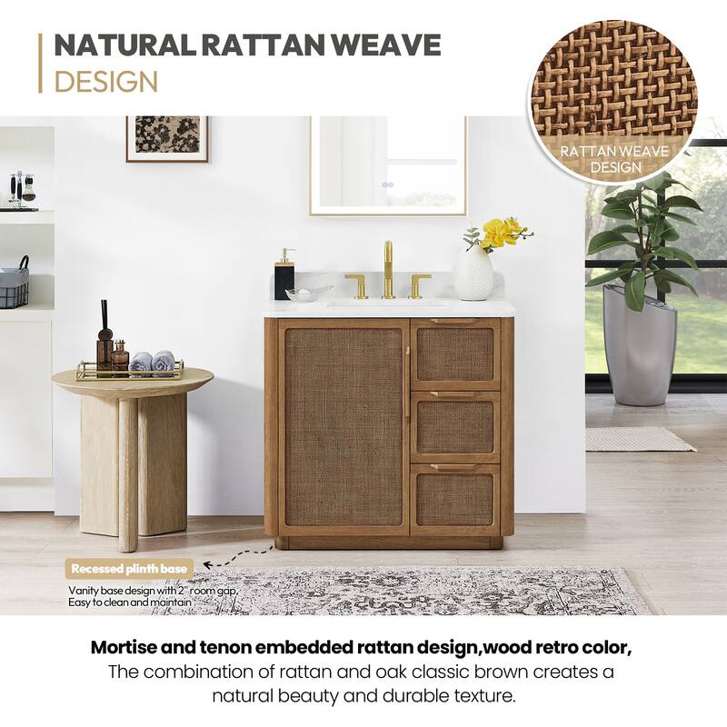 Busan Bath Vanity with White Quartz Stone Top without Mirror